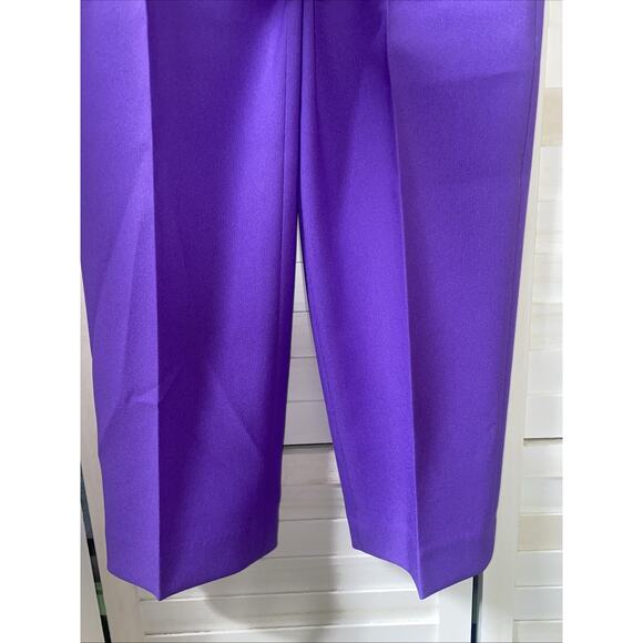New Vintage 70s 80s Straight Leg Pants Slacks Women’s Purple Poly Pull On Large - Picture 3 of 8